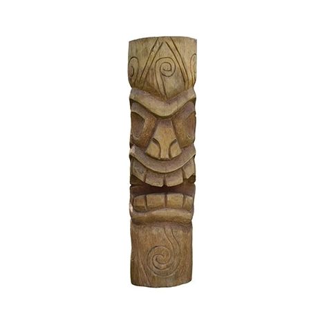 Jardinex – Statue Tiki Mauri 50 cm en cocotier – Sculpture authentique brun clair – Décor unique pour jardin – Symbole de force de vie