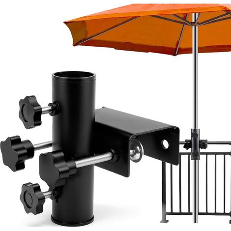 Support Parasol Balcon, Pied de Parasol, Support de Parasol Réglable pour Rambarde de Balcon, Porte Parasol en Métal Ø25 38mm, Support de Parasol Extérieur, pour Jardin, Terrasse, Deck et Balcon (1/5)