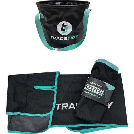 Tradetidy Large Waterproof Antislip Work Mat + Collapsible Bucket 20L