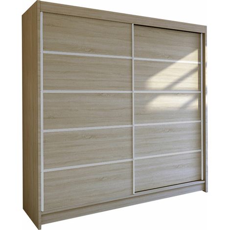 Armoire Closico 153, Sonoma chêne, 215x180x58cm, Portes d'armoire: Coulissantes, Nombre d'étagères: 5 (1/4)