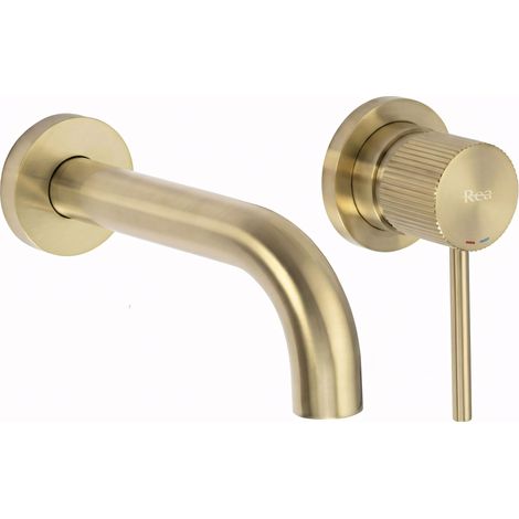 CONCEALED WASHBASIN FAUCET REA LUNGO STRIPE + BOX BRUSH GOLD (1/5)