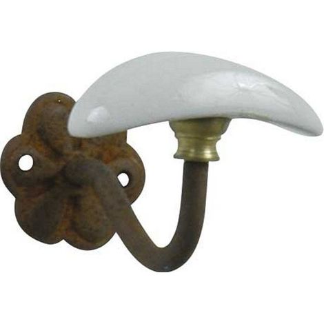 Patère murale céramique blanche acier 5kg 5.5x7.5x6.5cm Evoludis (1/2)