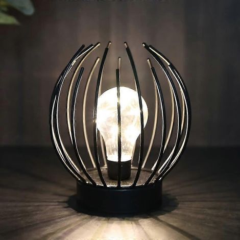 Lampe de table en métal sans fil à piles avec ampoule LED style Edison, idéale pour les mariages (1/5)
