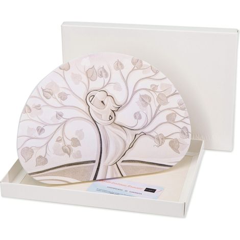 Lupia - Bomboniera con Scatola bianca Quadretto in legno MEMORY ALBERO ABBRACCIO MIX 15x21 cm, idea regalo per Matrimonio Cresima Comunione Battesimo Anniversario Compleanno (1/4)