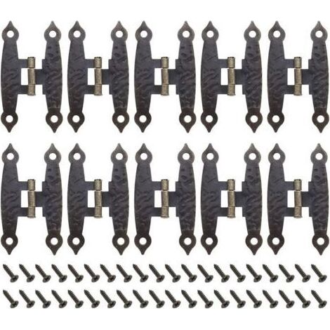 Lot de 10 charnières vintage en métal avec vis - Charnières antiques en forme de H - Accessoires de meubles pour armoires, boîtes à bijoux, étuis en bois - Bronze (1/4)