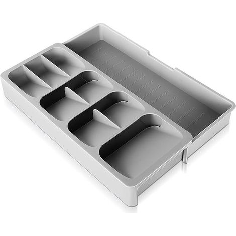 Organisateur de Couverts, Range Couverts, Organisateur de Tiroir à 9 Compartiments, Organisateur de Tiroir de Cuisine en Plastique Extensible pour Couverts, Plateau Organisateur de Tiroir (1/5)