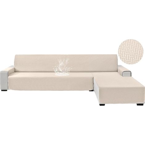 Waterproof 4-Seater Corner Sofa Cover, Reversible Left/Right Corner Sofa Cover, L-Shaped Sofa Cover with Armrests, Sofa Protector for Dogs and Cats, Beige (1/5)