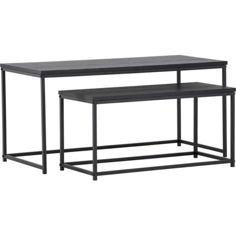 Lot de 2 Tables Basses Gigognes "Mallan" 100cm Noir (1/5)