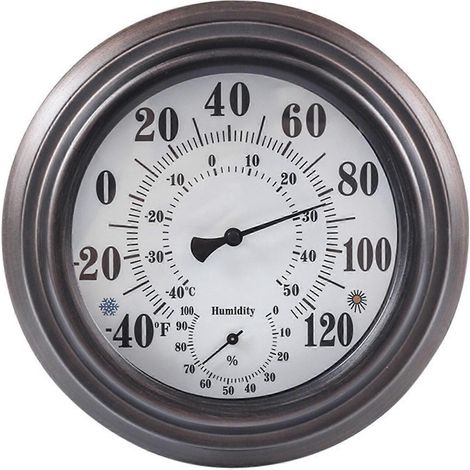 Thermomètre extérieur mural 7.87" pour patio, jardin, piscine, bureau, décoration (1/4)