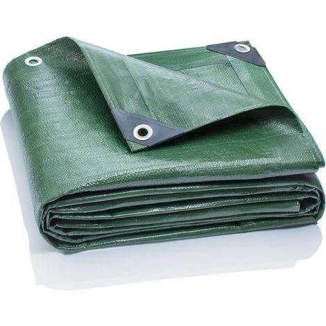 1 Bâche en tissu verte 5x6m 120g/m² Œillets aluminium Coins renforcés Jardin Camping (1/5)
