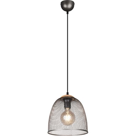 Lampada a sospensione Lampada da tavolo argento 1 fiamma Paralume a traliccio regolabile in altezza, legno metallico, 1x attacco E27, DxH 25x150 cm (1/2)