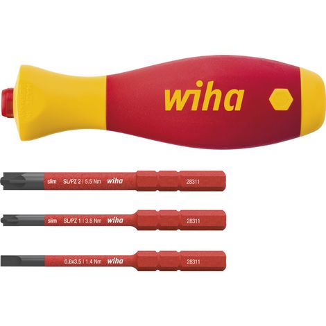 Wiha Schraubendreher mit Bithalter Set SoftFinish® slimVario® electric 4-tlg. mit slimBits (43449) (1/3)