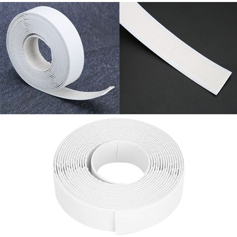Bande adhésive blanche en PE de 22 mm pour joints étanches de cuisine et salle de bain, compatible avec plaques de cuisson et toilettes. (1/5)