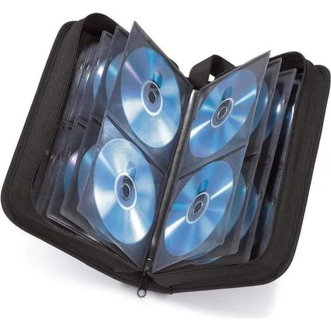 Etui de rangement CD, Pochette pour 80 CD/DVD/Blu-ray, Classeur de rangement, étuis de transport, gain de place pour bureau, salon (1/4)