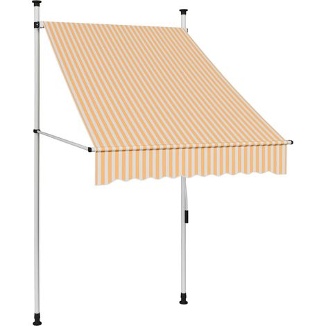 Auvent rétractable manuel - Auvent de jardin Soleil imperméable 100 cm Rayures oranges et blanches BV225384 - BonneVie (1/4)