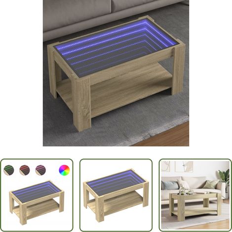 Holzwerkstoff Couchtisch - LED-Couchtisch Sonoma Eiche 93x53x45 cm Holzwerkstoff (1/5)