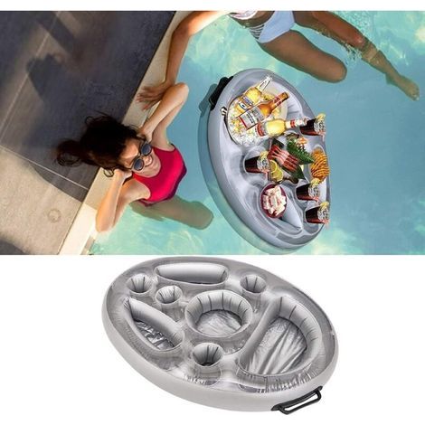 YMYNY Aufblasbarer Pool-Getränkehalter, schwimmende Poolbar mit 8 Löchern, aufblasbarer Getränkehalter, schwimmendes Pooltablett, aufblasbares Tablett, schwimmende Bar, Strand-Spa, Wasserspielzeug (1/5)