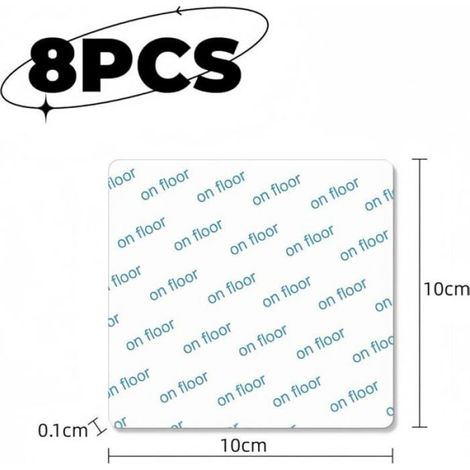 Anti Derapant Tapis, 8 Pièces Lavables et Réutilisables, Peut être Divisé en 16 Triangles et 32 Tapis Antidérapant Blanc blan TAPIS (1/5)