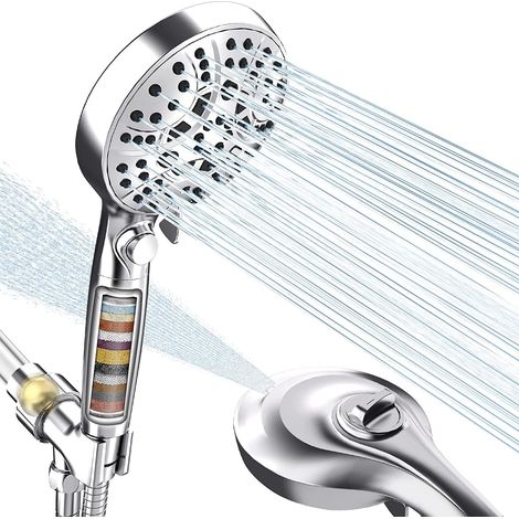 Pommeau de douche haute pression avec tuyau de 1,5 m, tête de pulvérisation réglable, mise à niveau de la salle de bain pour la maison, 8 modes de pulvérisation d'eau, installation facile, matériau (1/5)