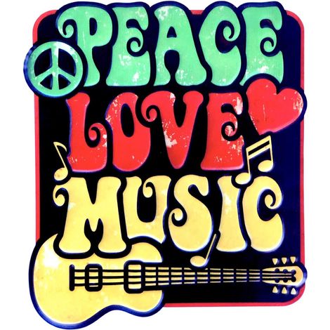Amour Paix Musique Plaque en tôle style vintage en métal pour décoration de maison Peace Love Music (1/5)