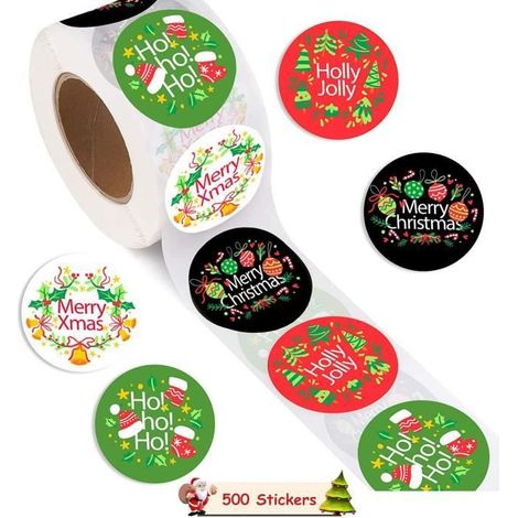 Weihnachtsaufkleber – Festliche Dekoration – 500 Stück – Runde Form – Kraftpapier – Selbstklebend (1/4)