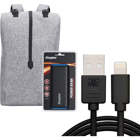 Energizer EPB004 Laptop Charging Bag with Energizer UE10007 Power Bank, Grey (1/5)