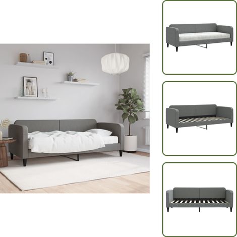 Sofá cama gris oscuro - vidaXL Sofá cama con colchón tela gris oscuro 80x200 cm - Sofá cama con colchón