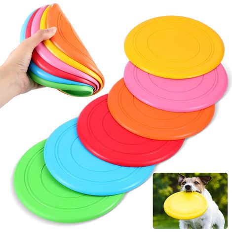 6-piece dog frisbee set, made of soft rubber, suitable for dog training, outdoor games, kindergarten teaching, and backyard games. (1/5)