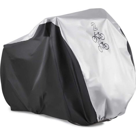 Telo copribici, telo protettivo per biciclette, impermeabile, antipioggia, antipolvere, resistente ai raggi UV, per mountain bike e bici da strada, per 2 biciclette (1/4)