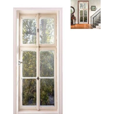 3D-Tür mit Foto – Pflanzen- und Fenster-Fototapete, PVC-Aufkleber 77 x 200 cm, Trompe-l’œil-Effekt (1/5)