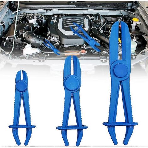 Lot de 3 colliers de serrage pour durites de carburant, pinces et outils pour colliers de serrage pour conduites de frein et de carburant (bleu) (1/5)