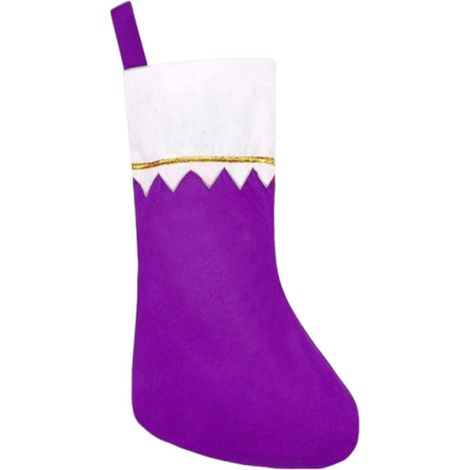 Chaussette De Noël - En Feutre Rouge Violet - 23 X 35,5 Cm - Pour Décoration De Sapin Ou Cheminée - Lot De 1 (1/5)