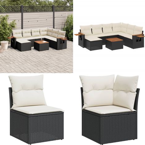 Salon de jardin 8 pcs avec coussins noir résine tressée - Ensemble Salon De Jardin - Meuble Extérieur - Jardin Design - Mobilier De Jardin - Set Salon De Jardin - Home & Living (1/5)