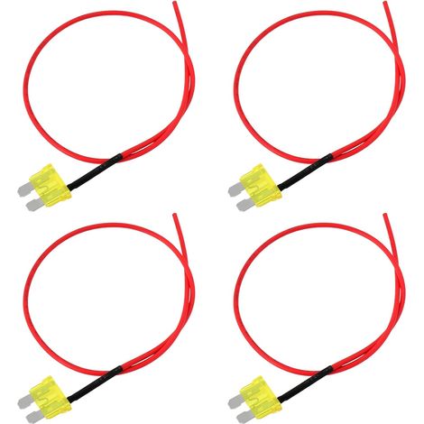 Pack of 4 Standard/ATC 20A Pluggable Fuses with 40cm Bypass Cable for Auto Fuse Box Red Yellow (1/5)