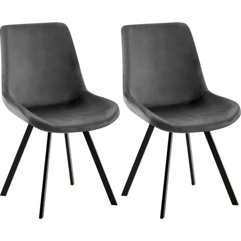 2er Set Esszimmerstuhl Lewes Samt dunkelgrau (1/5)
