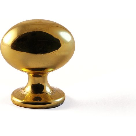 Pomolo ovale in ottone - Ø 25 mm. - lucido