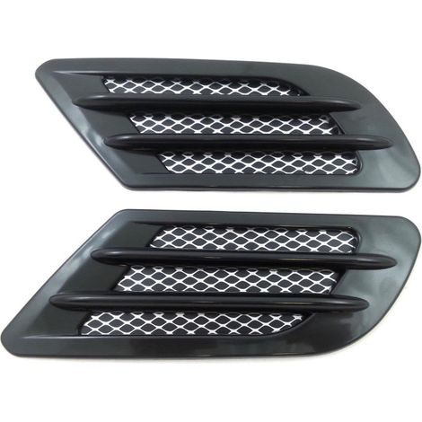 Kit neuf de grilles d'aération décoratives noires pour capot avant ou aile de voiture
