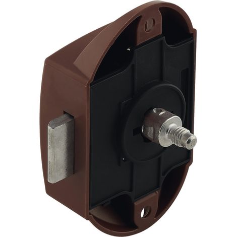 Serrure espagnolette à poussoir grand modèle axe 25mm en plastique idéal bateaux caravanes vans Verrou Fermeture Sécurité Bouton Push-lock, marron foncé (1/3)