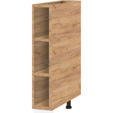 Cuisineandcie – Range bouteille Bellissi chêne 15 cm – Meuble de rangement peu encombrant – Charnières renforcées et fermeture automatique – Design moderne