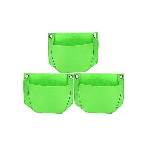 Lot de 3 pochettes suspendues pour herbes aromatiques, jardinières suspendues pour fraisiers, jardinières verticales en tissu (vertes) (1/2)