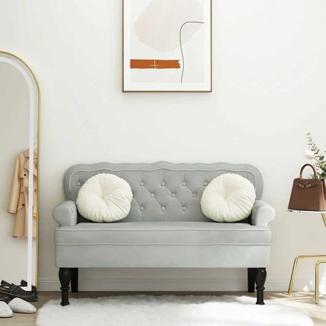 vidaXL Banc avec dossier Gris clair 119,5 x 64,5 x 75 cm Velours (1/5)