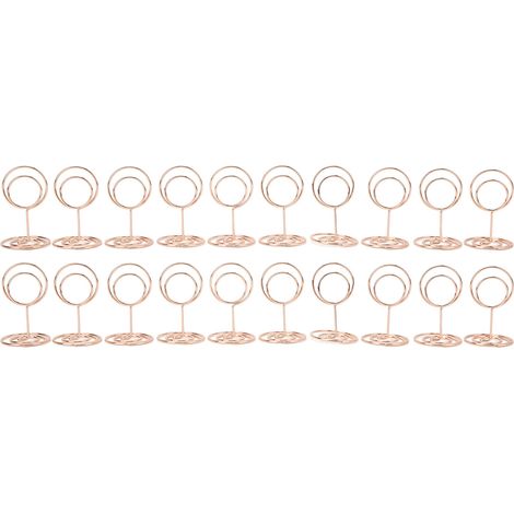 Set mit 20 stabilen, runden Tischnummernhaltern aus roségoldplattiertem Metall, vielseitige Kartenhalter für Hochzeiten, Partys und Büros (1/5)