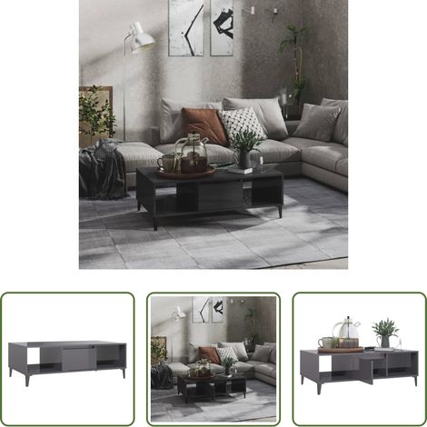 Wohnzimmer -  Couchtisch Hochglanz-Grau 103,5x60x35 cm Holzwerkstoff (1/5)