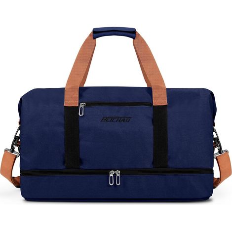 Sac de Weekend Homme Imperméable, 32,2 L, Sac de Sport de Voyage Homme Imperméable, Sacs de Week-End Grand avec Compartiment à Chaussures, Poche Humide, Sacs de Bagage pour Natation, Bleu (1/5)