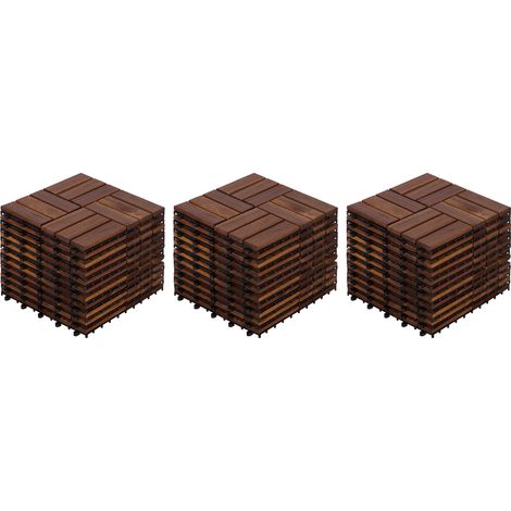Dalles de terrasse clipsables en bois d'acacia marron pour extérieur 30 x 30 cm lot de 32 -PANGIVO (1/5)