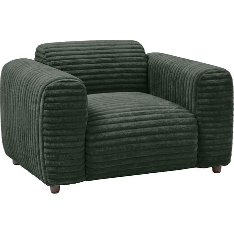 Fauteuil en velours côtelé grosses côtes vert POGNI de Maison Céphy (1/2)