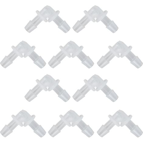 Lot de 10 coudes à 90° pour tuyaux, raccords en plastique de diamètre égal (7,9 mm), en forme de L, diamètre 7,9 mm. (1/5)