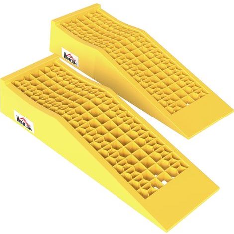 Ensemble de 2 rampes pour voiture véhicule utilitaire rampe de chargement dim. 70L x 19,5l x 7,8H cm PP jaune (1/5)