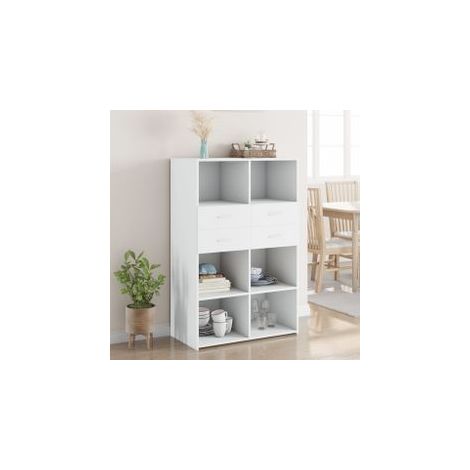Buffet haut blanc 80x42,5x124 bois d'ingénierie (1/5)