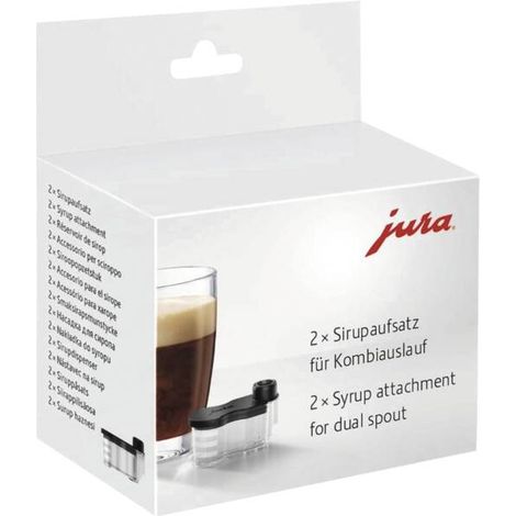 Accesorio para Sirope de Salida Doble para Cafetera JURA 25069, complemento para preparar espuma de leche saborizada, set de 2 unidades, fácil limpieza, color transparente (1/3)